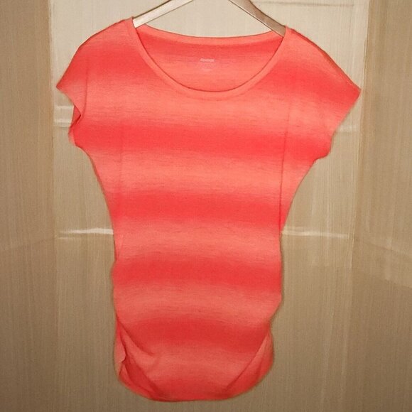 Reebok Orange Striped Athletic Ruched Tunic Top Small - Picture 1 of 5